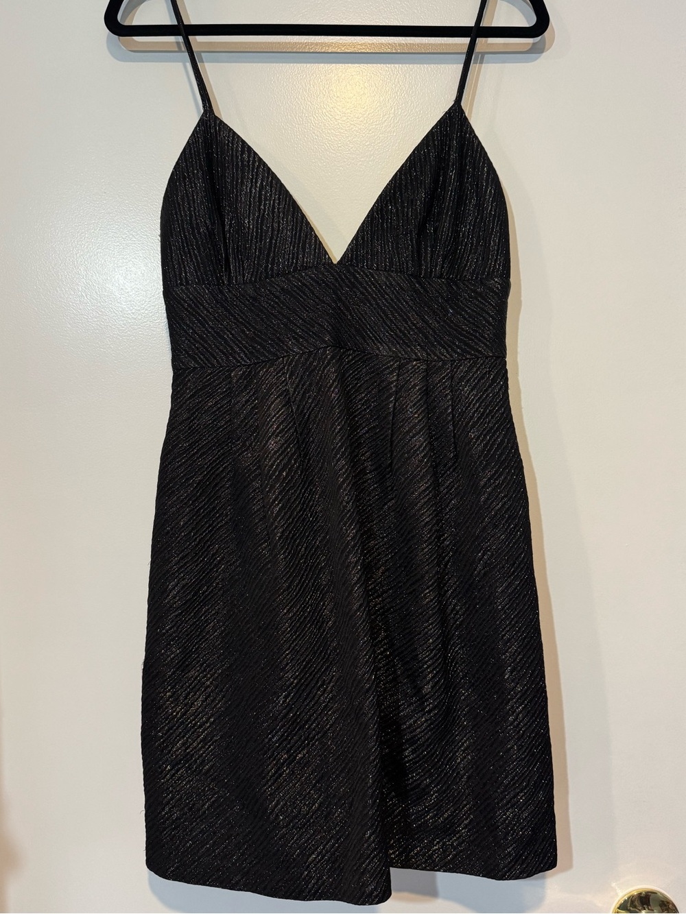 Milly Black Textured V-Neck Mini Cocktail Dress with Pockets Size 6